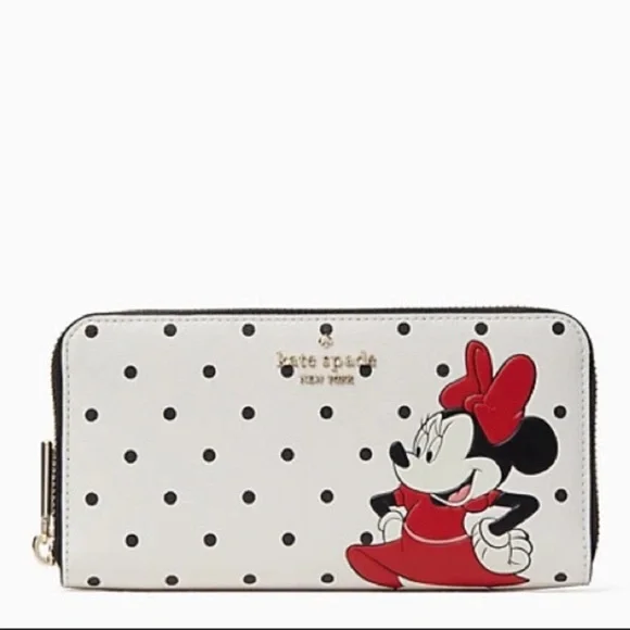 KATE SPADE DISNEY POLKA DOT LARGE CONTINENTAL WALLET Minnie Mouse - Picture 1 of 11